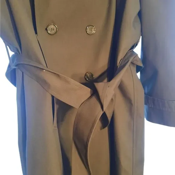 London Fog Mens Trench coat,  Size 46 regular Long Gray - Picture 10 of 15